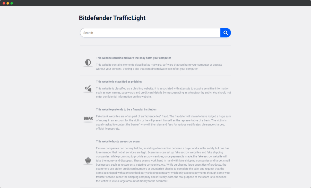 Bitdefender TrafficLight Web