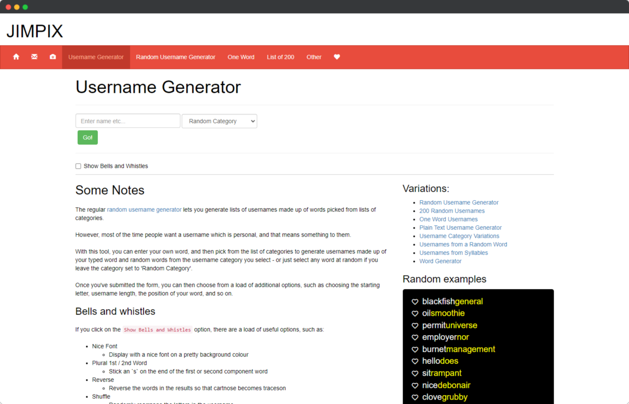 JIMPIX Username Generator