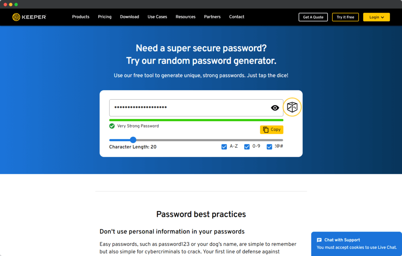 Keeper Security Strong Random Password Generator