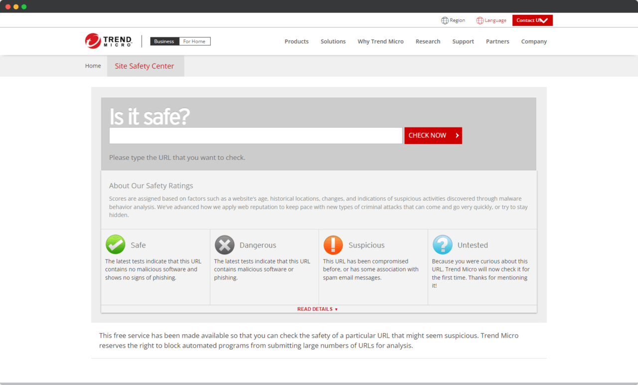Trend Micro Site Safety Center