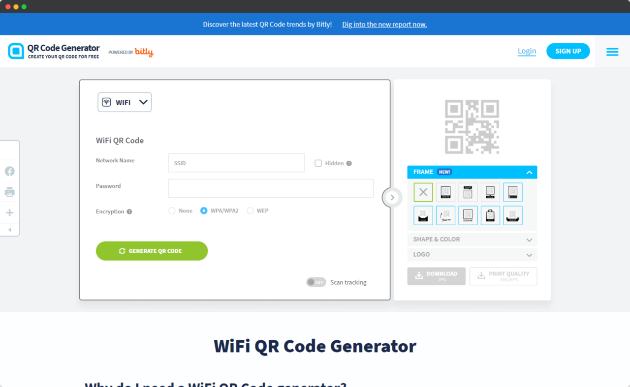 Bitly WiFi QR Code Generator